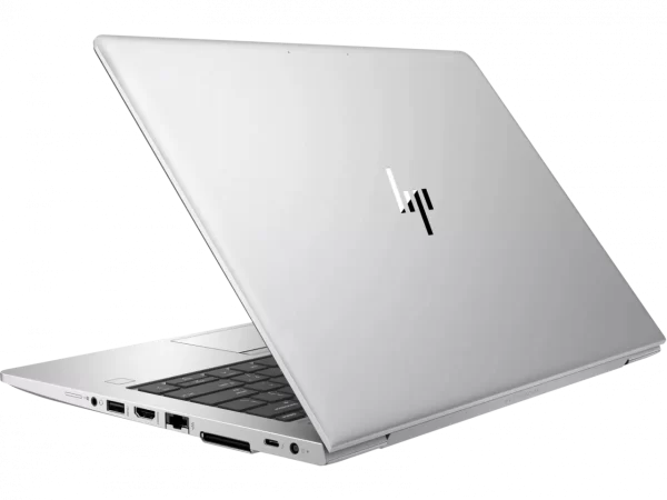 Side view of HP EliteBook 830 G5 Laptop featuring USB-C ports and fingerprint sensor